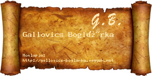 Gallovics Boglárka névjegykártya